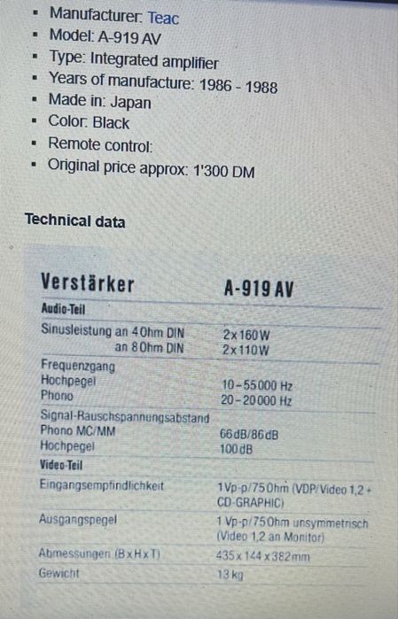Vand amplificator Teac 2x110w