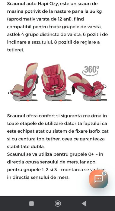 Scaun auto isofix