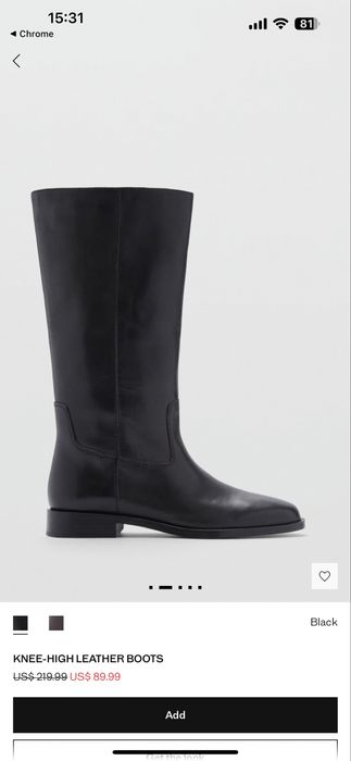 Сапоги женские, кожа. Mango