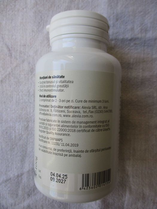Spirulină Bio 1000 mg, Alevia, 100 comprimate