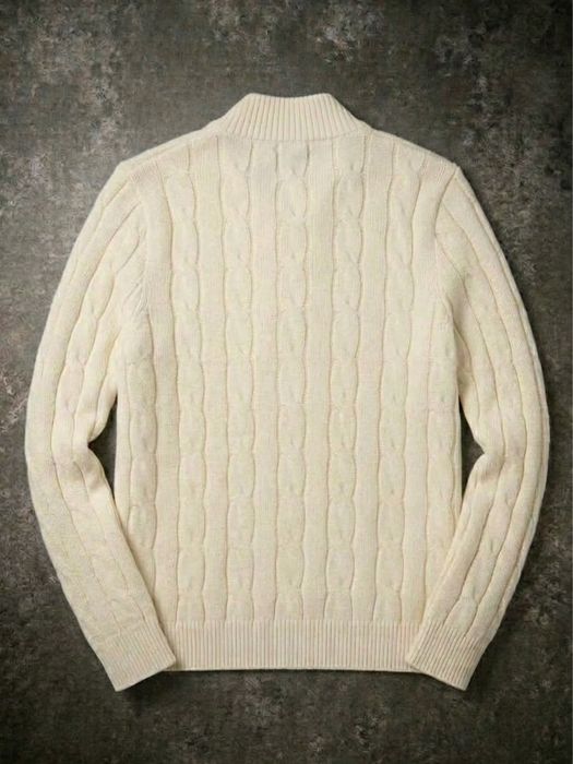 Quarter zip Polo alb