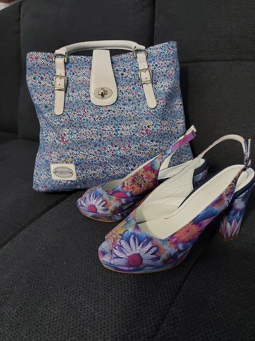 Сандали (40 номер) и чанта на  Мартини, ест. кожа