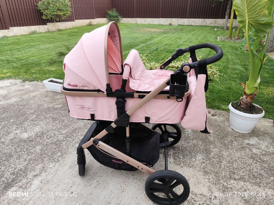 Детска количка Chipolino Аморе 2 в 1, розов маршмелоу