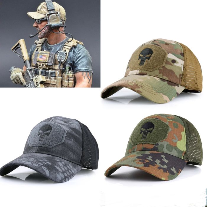 Тактическа шапка с мрежа Punisher skull Tactical Multicam лов стрелба