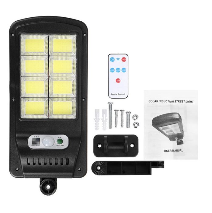 Set de 3 lampi  cu Incarcare Solara 150W, 160 LED-uri COB, telecomanda