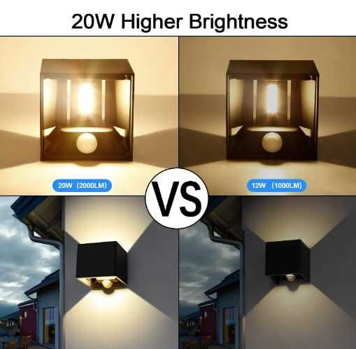 LEDMO комплект от 2 броя LED аплик със сензор за движение, 20W