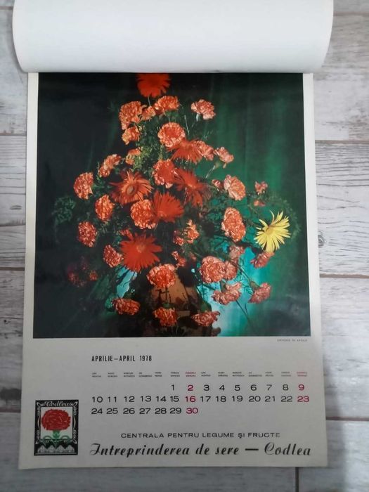 Calendar vechi Floraria Codlea,1978, perioada comunista, Sere Romania