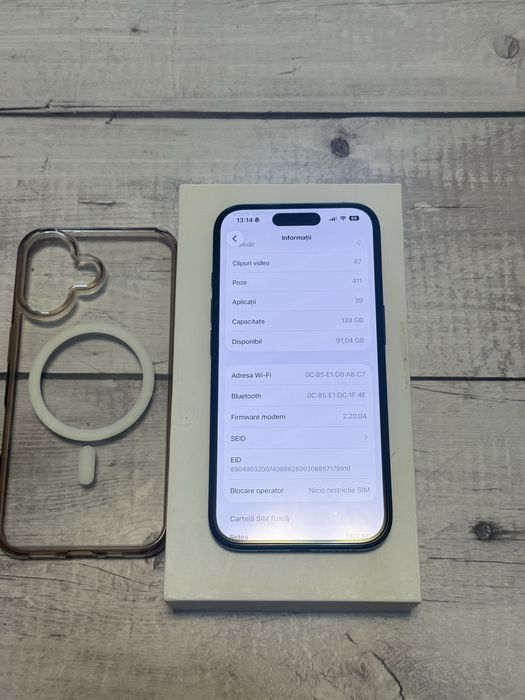 iPhone 16 Black - 128GB, 92% bateria, impecabil