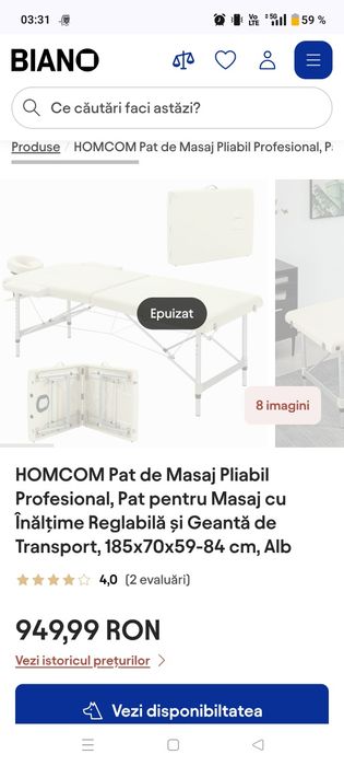 Pat de Masaj Pliabil Profesional,Pat pentru Masaj cu Înălțime reglabil