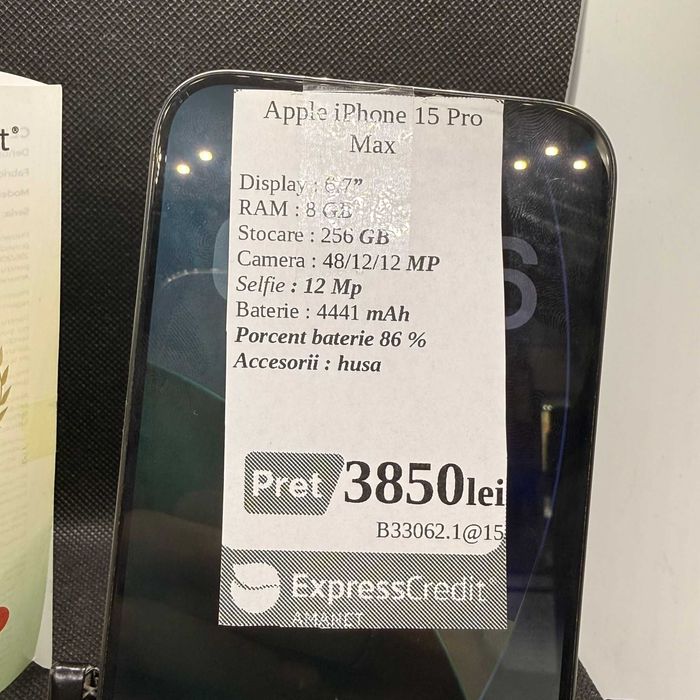 Iphone 15 Pro Max 8/256GB sb86% B33062.1 (AG15) Garantie 2 ani!