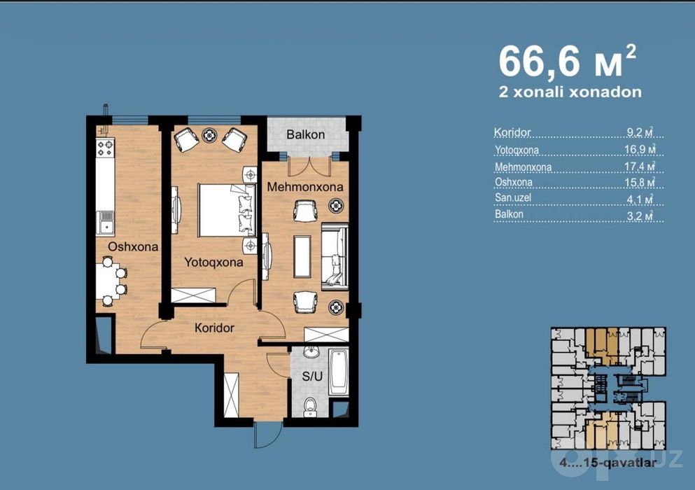 Продается 2 комн квартира, новостройка, Юнусабад, Чинабад, ЖК Musaffo