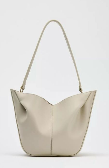 Чанта Zara, цвят екрю