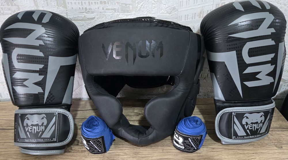 Boks uchun to‘liq set (perchatka, shlem, bint)