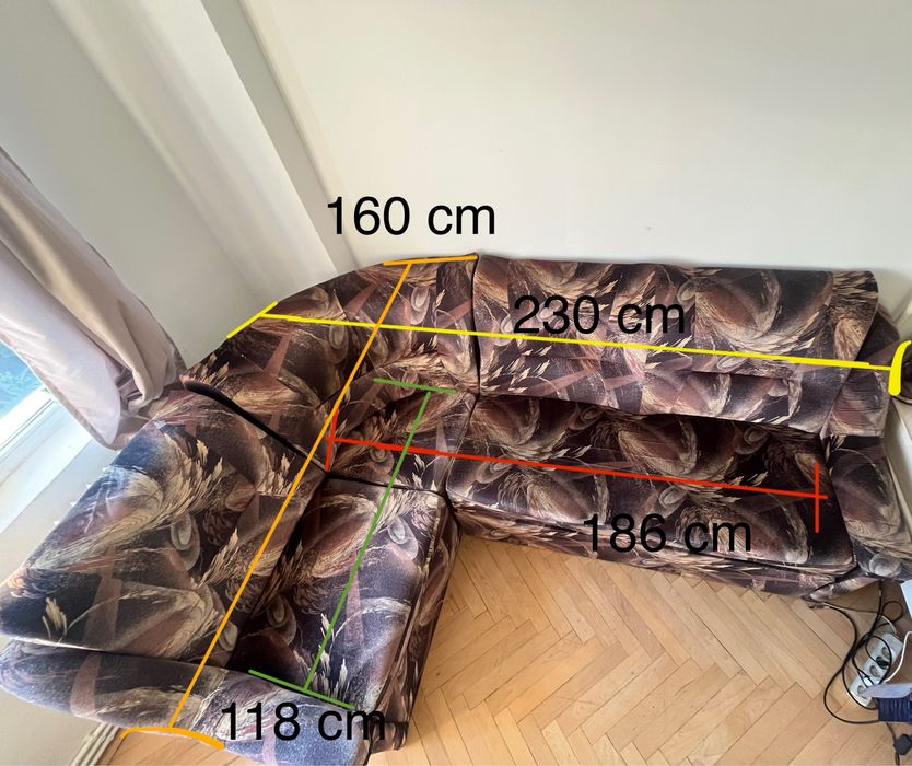 Vand canapea coltar extensibil velur plusat