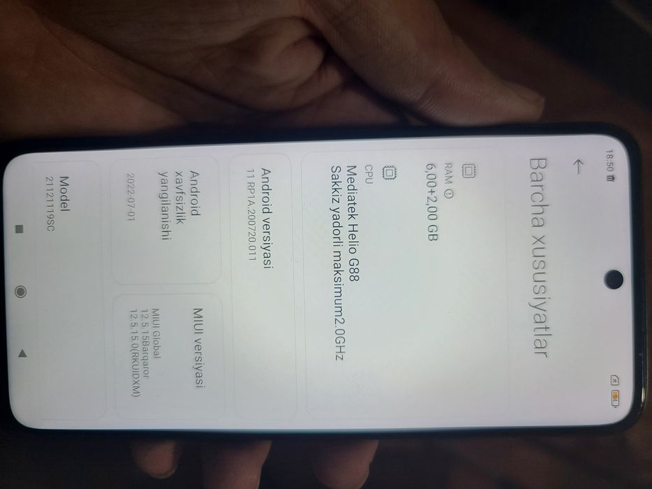 Redmi 10 xolati ideal 1 qol ishlatilgan 6/128 tali karopkasi bor