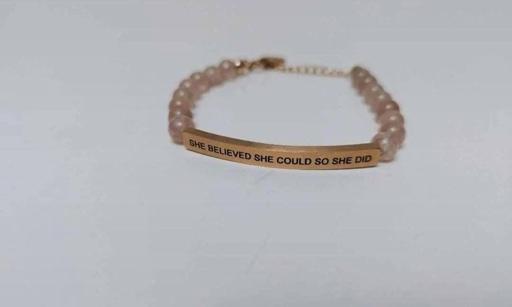 Bratara "Inspire Me Bracelets", placata cu aur roz de 14k si cuart roz
