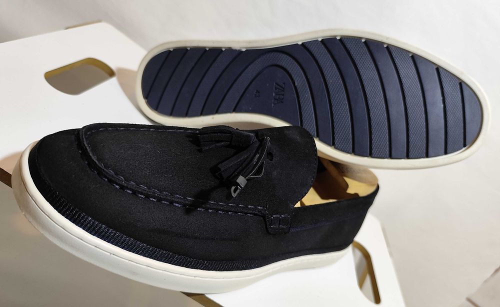 Pantofi sport casual 42 mocasini slip on ZARA NOI piele naturala moale