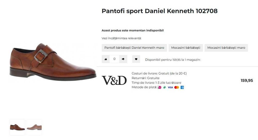 Pantofi monk 45 de lux Daniel Kenneth NOI lucrati manual piele natural