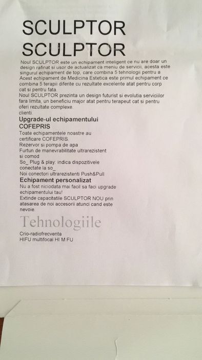 Sculptor CriRadioFrecvență - aparatura remodelare corporala