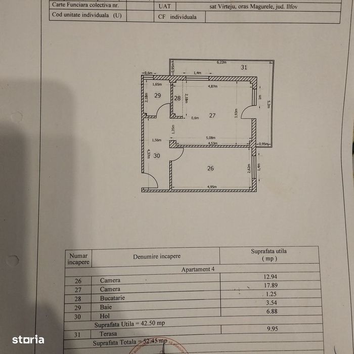 Apartament 2 camere la parter cu curte proprie în proprietate