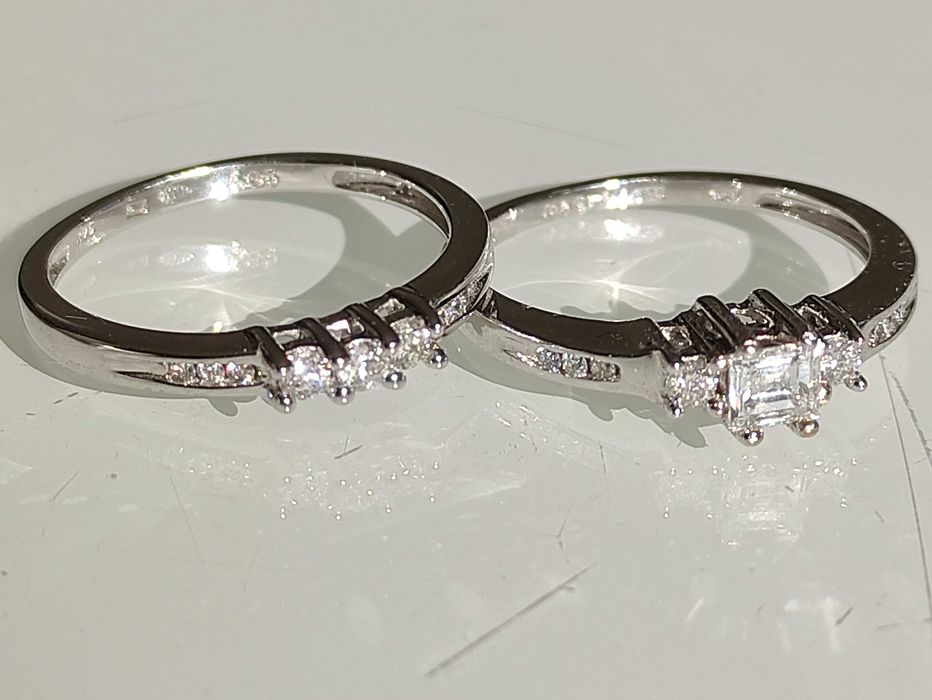 Inel si verigheta aur 14k cu diamante 0,55ct