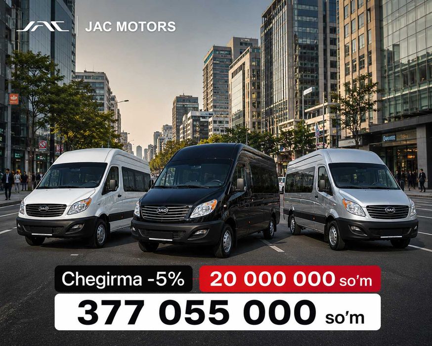 JAC SUNRAY 16–21 o‘rinli mikroavtobus (микроавтобус) Rasmiy Diller!