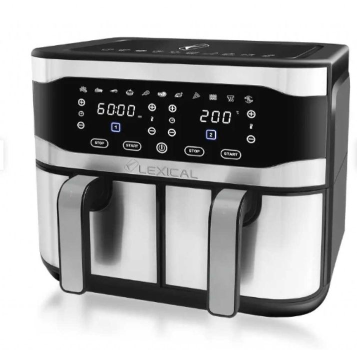 (НОВО) LED Airfryer Leical с 2 кошчета.