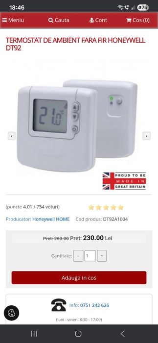 Termostat de ambient nou nefolosit sigilat