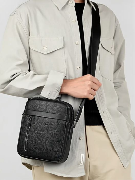 Мъжка кожена чанта с голяма вместимост/Елегантна и Стилна -10%Промоция