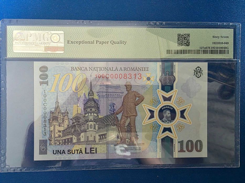 Bancnote 100 lei comemorative PMG 67