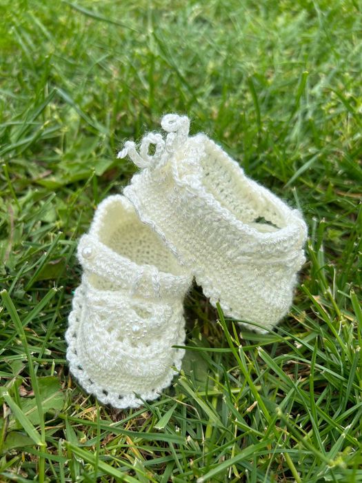 Set rochita si pantofi fetita crosetate, 6-9 luni, calitate excelenta