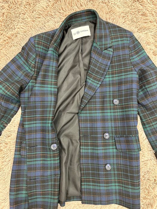 Пиджак в клетку двубортный