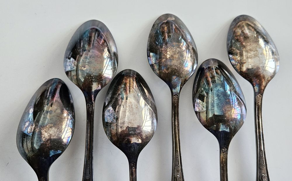 Посребрени лъжици за хранене, МНЦ, СССР, мелхиор, 18 см.