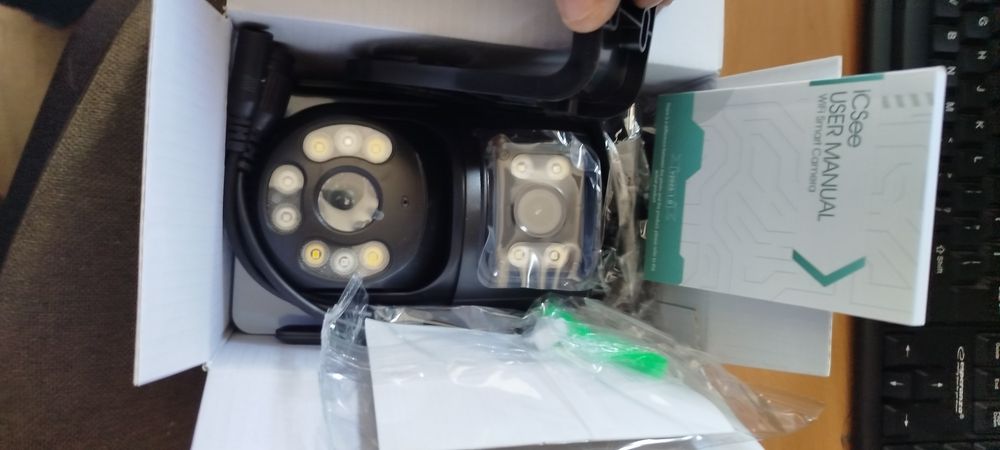 Camere Supraveghere Wi-Fi Dual Lens (2 în 1), Exterior , iCSee, Full HD, Rotativă