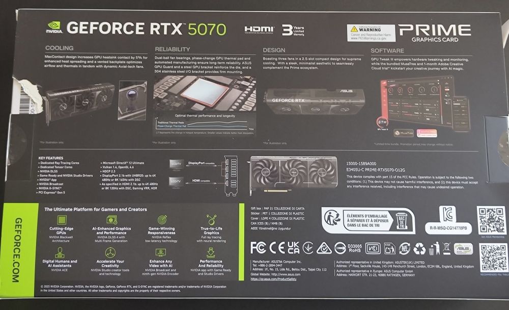 Видеокарта ASUS Geforce RTX 5070, 12GB