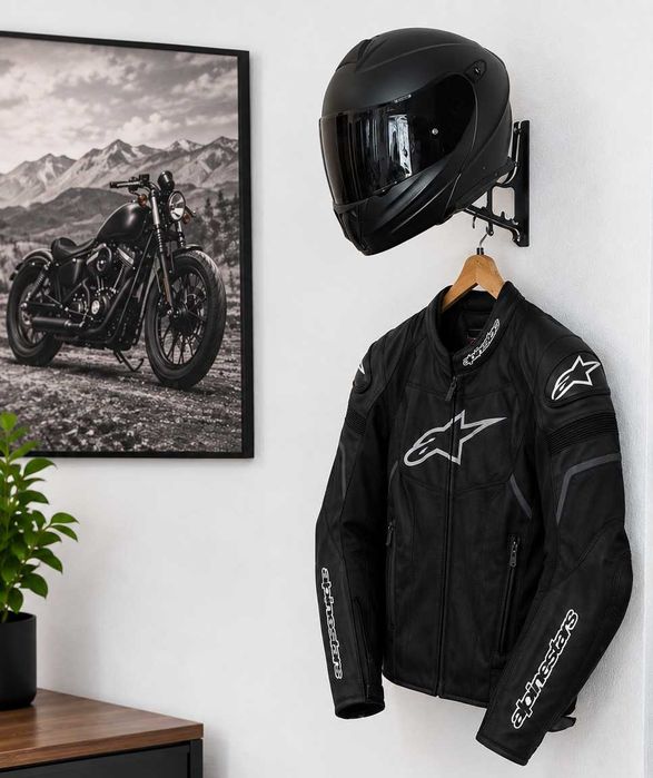 Black Rider, Suport Perete pentru Casca Moto, ATV,  Include Suruburi Montaj, Sistem Prindere Rigid,