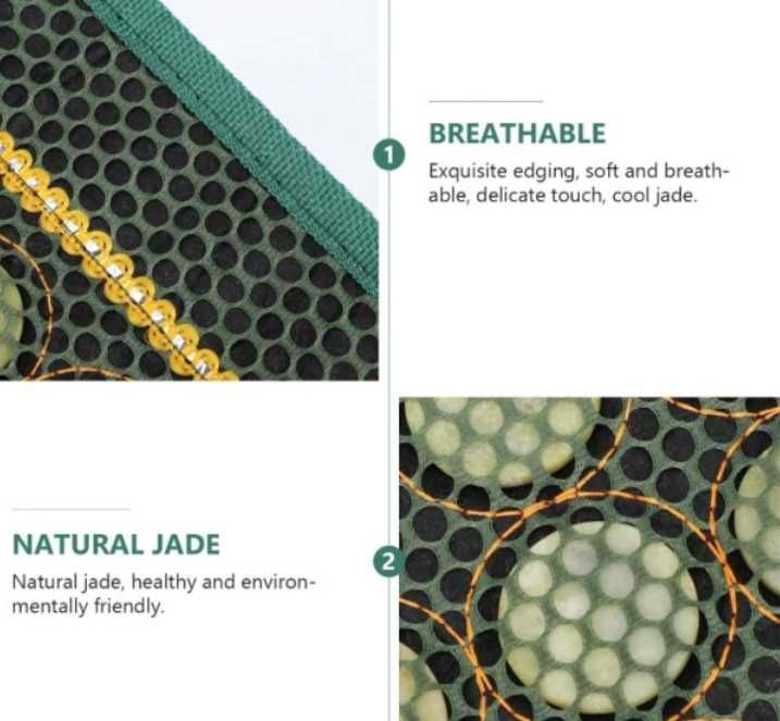 Нефритена Подложка от Нефритен Камък Подложка за Стол Офис Дом Маса Бюро Дишащ Охлаждащ Масаж Подложка за Автомобилна Седалка Естествен Нефритен Камък