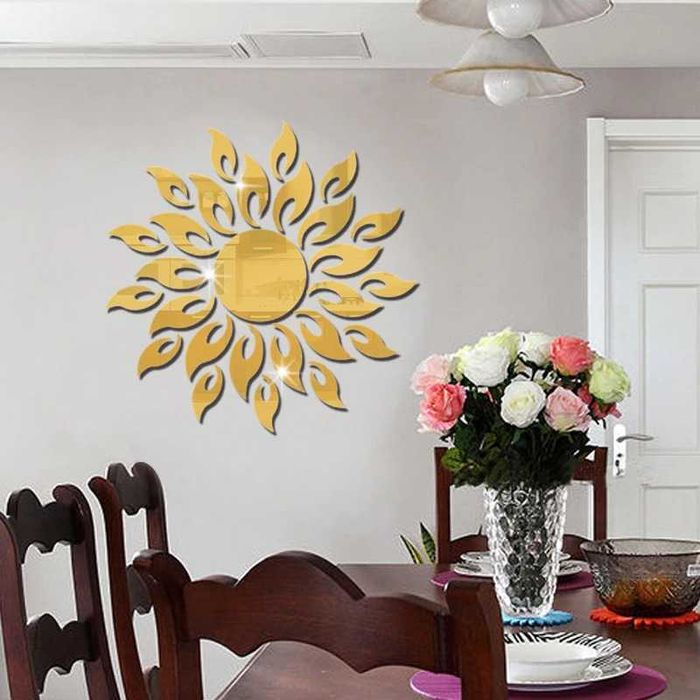 Set Oglinzi din PVC Design 3D GOLD SUN Oglinzi Decorative 27 buc/set