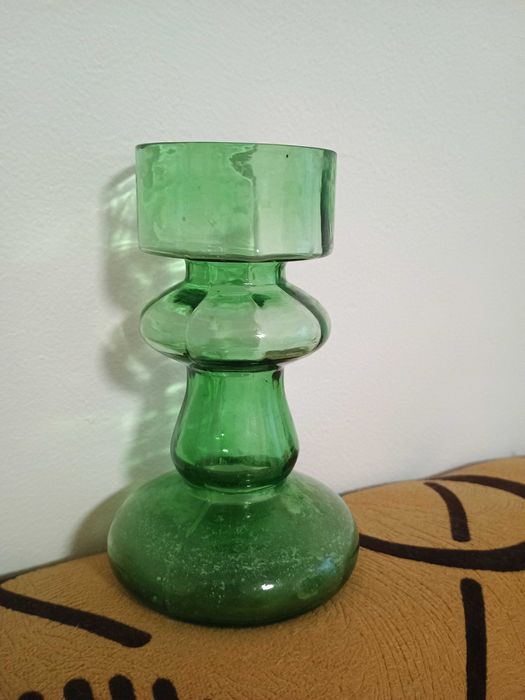 Vaza suport lumanari anii '60 de colectie sticla scandinava modernista