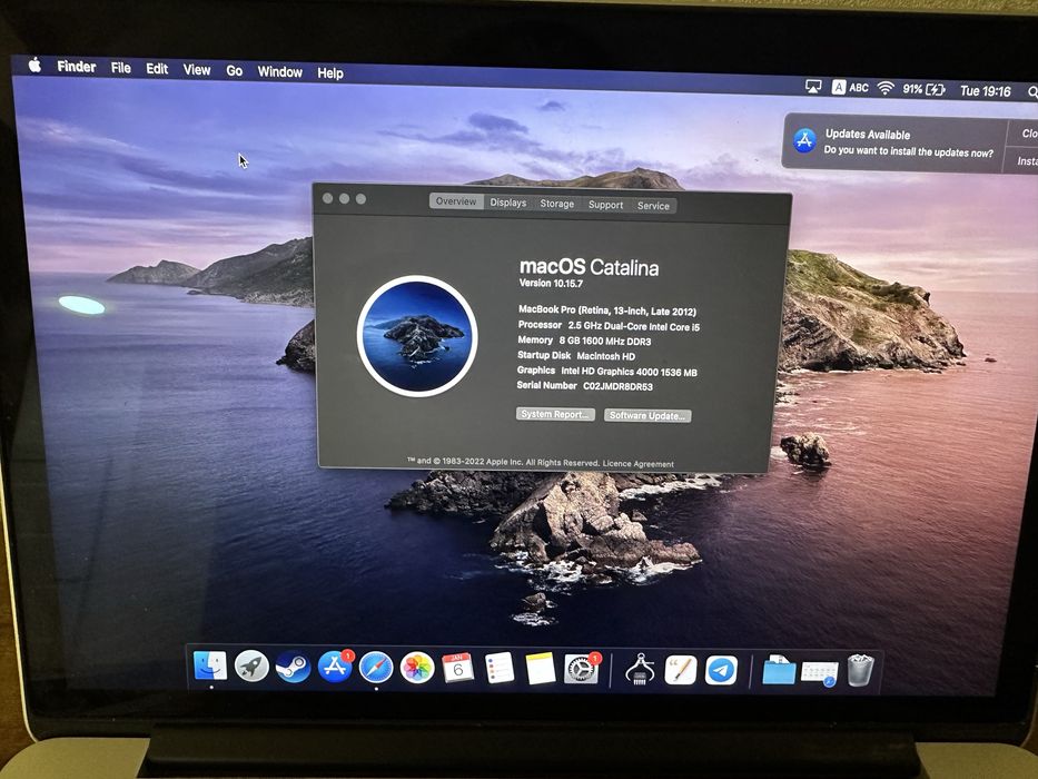 Macbook pro i5 с новой батарейкой