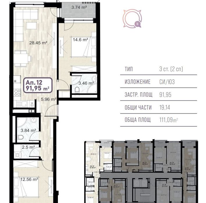 Продава се Тристаен апартамент в София, Сердика - 110 кв.м за 1537 €/кв.м - Снимка #1