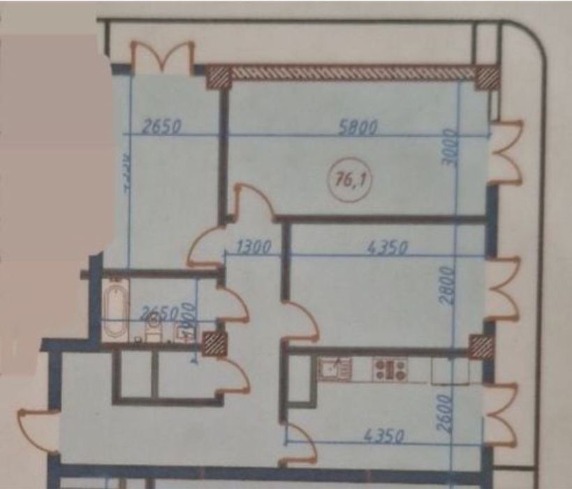 3-комнатная новостройка в Юнусабаде — 79 м²