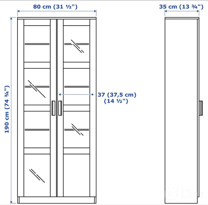 Шкаф-Витрина - IKEA BRIMNES, 80/190/35 см Белый