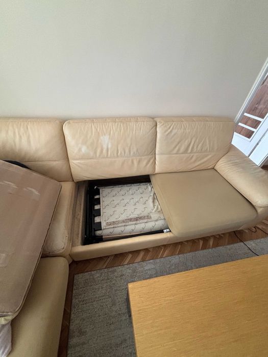 Ъглова Холска гарнитура / Диван / Кожа / Разгъваем / Ракла