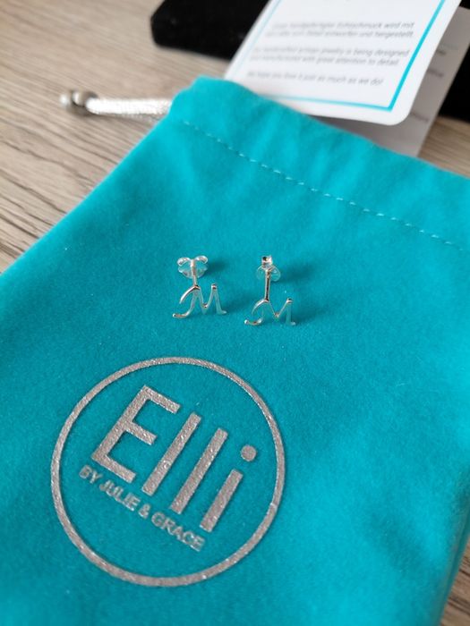 Сребърни обеци Elli буквата М