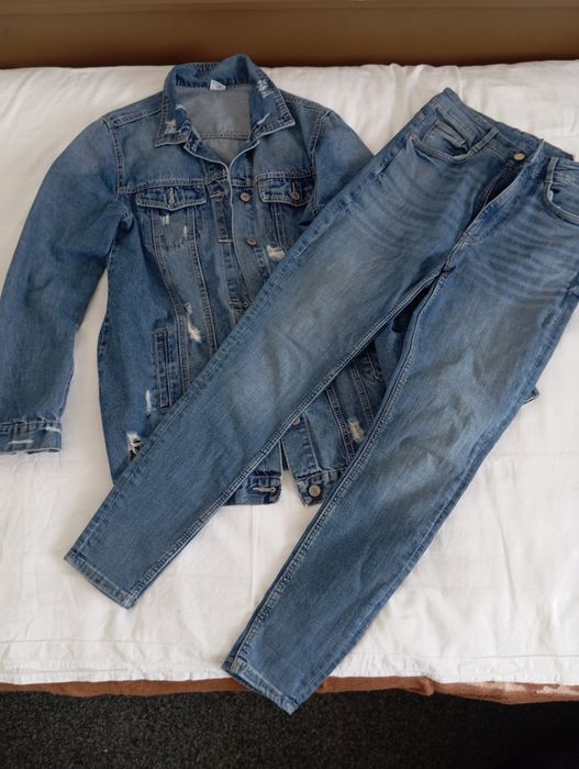 Set geaca denim și blugi skinny Zara elastici