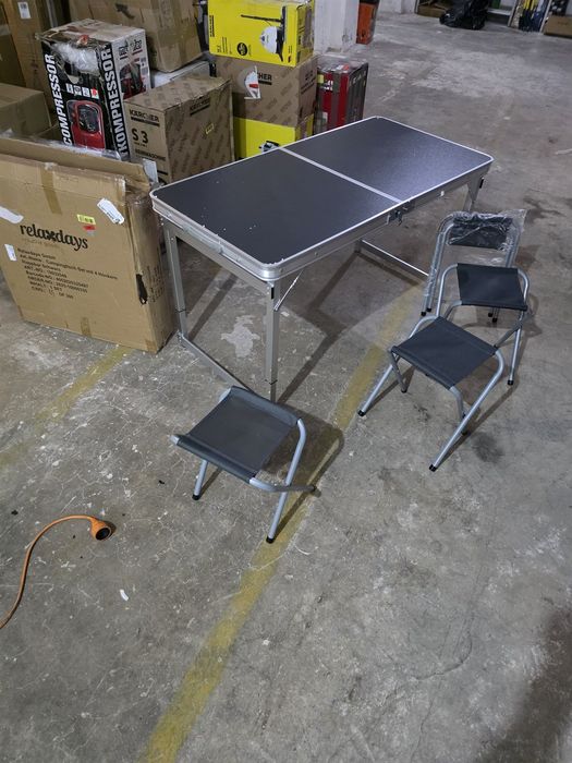 Set masa de camping pliabila 120x60 cm cu 4 scaune Relaxdays