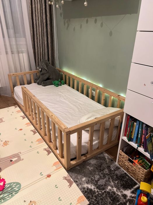 Pat copii montesori cu saltea inclusa 200x90