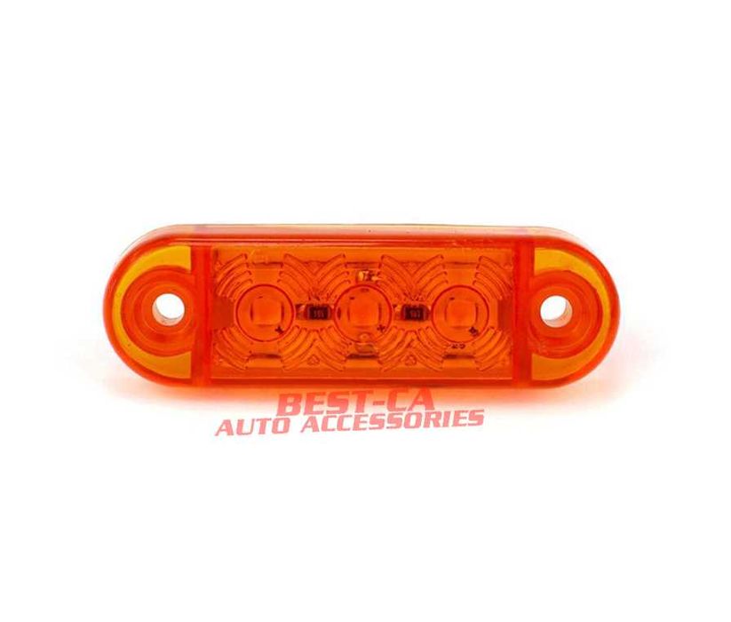 Lampa gabarit laterala mini 6,5 cm. 3 SMD, 12-24V portocale