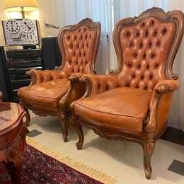 Set canapea si scaune piele stil Chesterfield